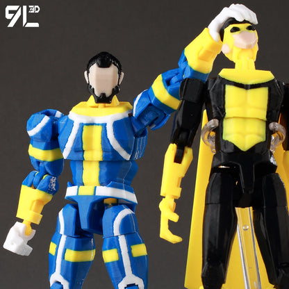 Articulated Superhero Action Figure, 3D Printed PETG Collectible with 30+ Poseable Joints, Interchangeable Parts and Accessories for Display