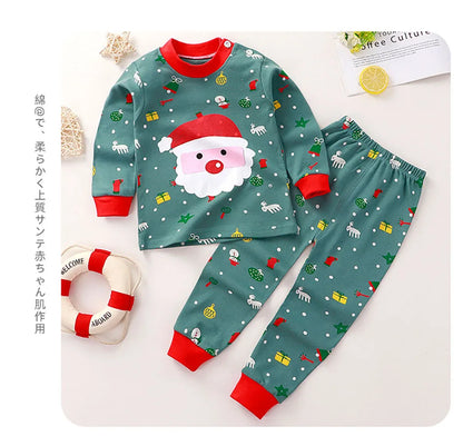 Dinosaur Print Kids Cotton Two-Piece Set with Long Sleeve Top and Matching Cuffed Pants, Unisex Baby and Toddler Outfit in Sizes 73-130