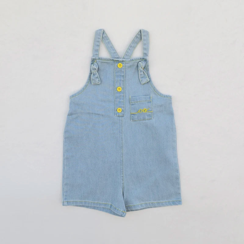 Light Blue Denim Sibling Outfits, Cotton Boys Shirts and Shorts, Girls Dresses and Skirts, Baby Rompers and Overalls for Matching Family Looks
