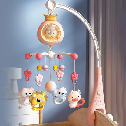 Remote Control Crib Mobile with Projector and Night Light, Rotating Animal Hanging Toys, Musical Lullabies and Timer for Baby Nursery