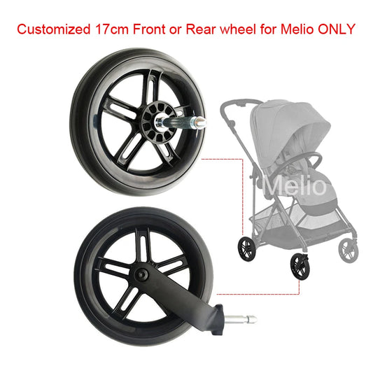Melio Stroller Replacement Wheel, 17 cm Front or Rear Wheel for Cybex Melio 2/3/Carbon/Pro Series, Single Wheel Accessory for Melio Only