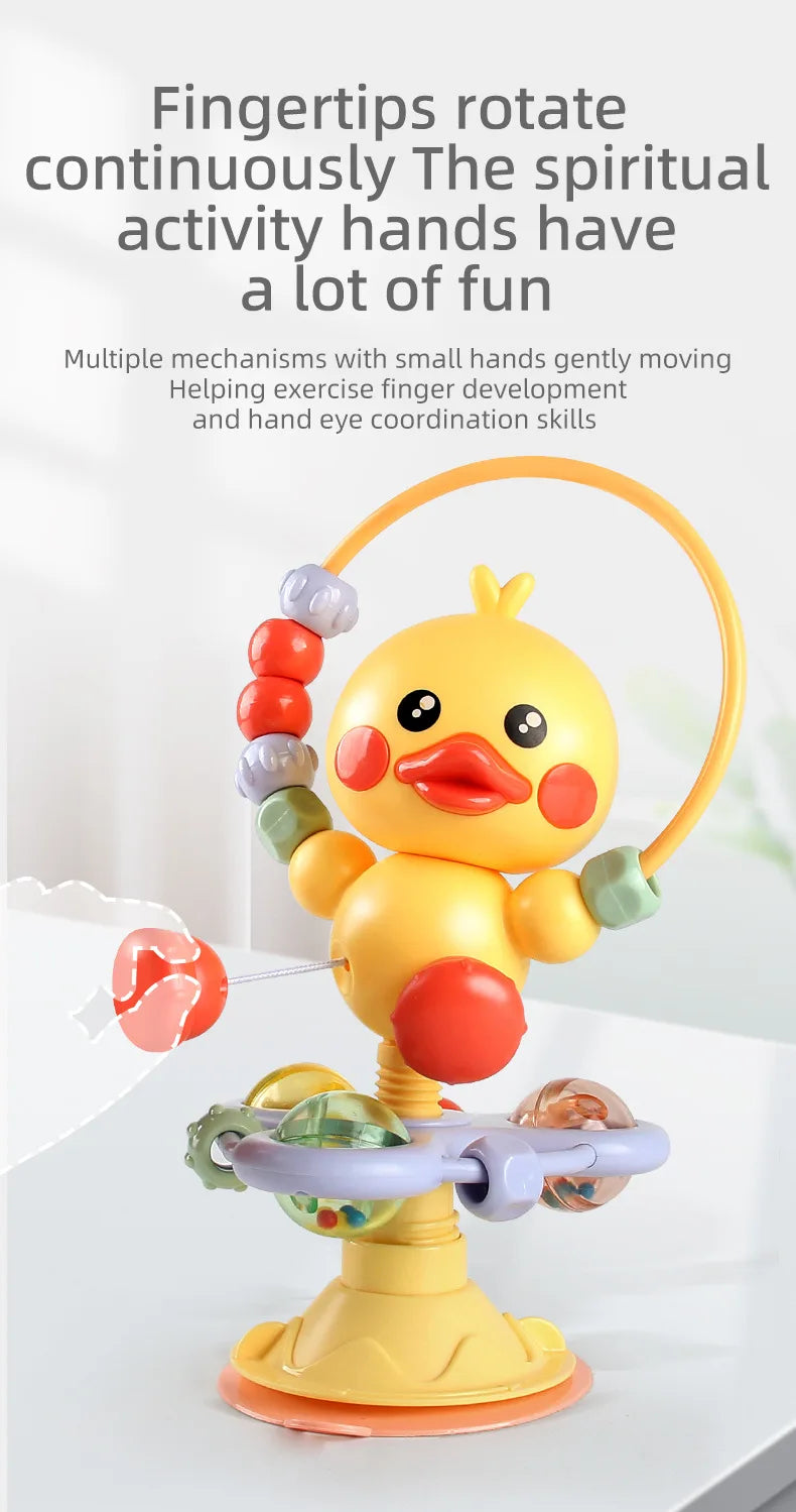 Animal Suction Activity Toy with Colorful Beads and Rattle Rings, Cartoon Tabletop Play Accessory for Supervised Reaching and Hands-On Exploration