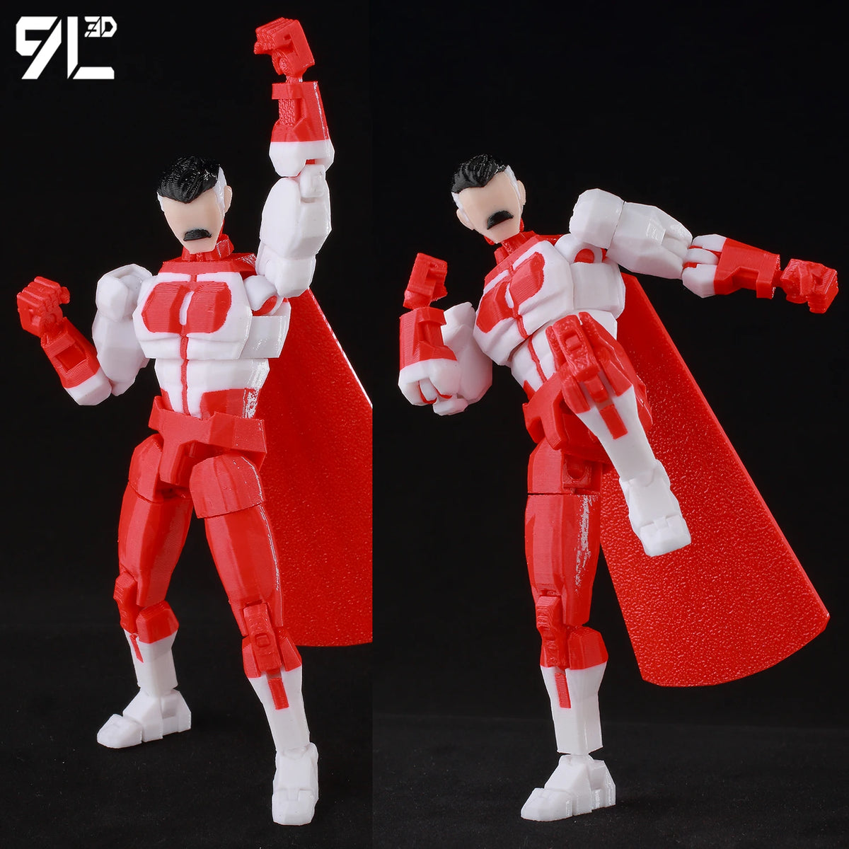 Articulated Superhero Action Figure, 3D Printed PETG Collectible with 30+ Poseable Joints, Interchangeable Parts and Accessories for Display
