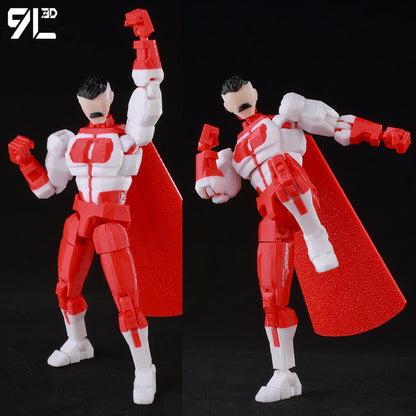 Articulated Superhero Action Figure, 3D Printed PETG Collectible with 30+ Poseable Joints, Interchangeable Parts and Accessories for Display
