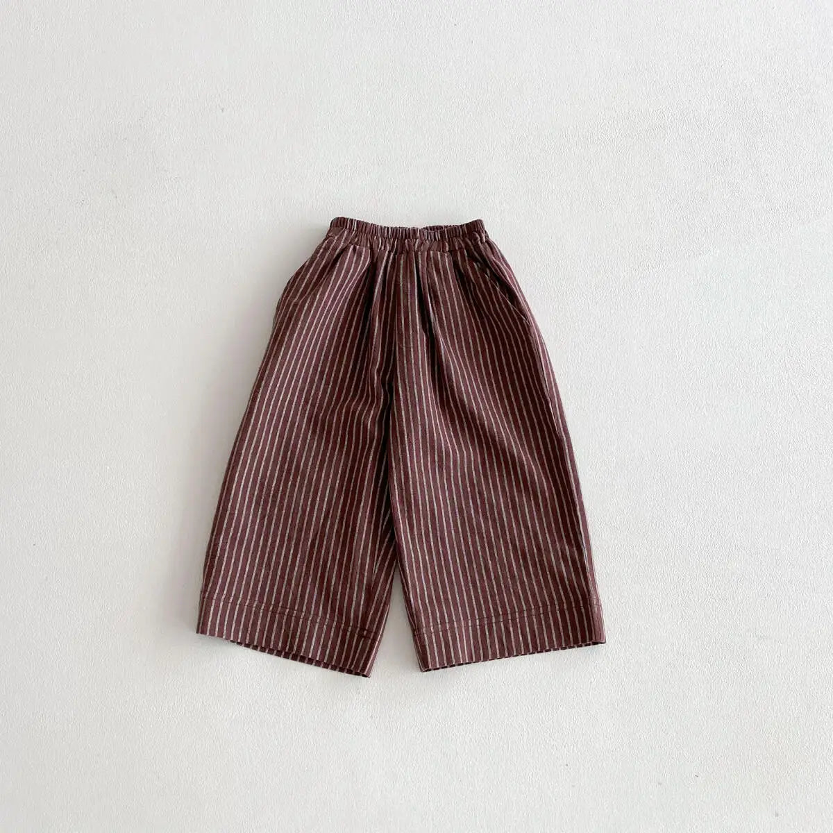 Cotton Toddler Striped Pants with Pull-On Elastic Waist, Relaxed Long Trousers for Boys and Girls in Six Colors, Sizes 12-24M to 5-6Y