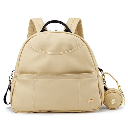 PU Diaper Bag Backpack with Zippered Storage and Front Pockets, 34 x 14 x 32 cm Baby Essentials Organizer for Parents and Everyday Outings