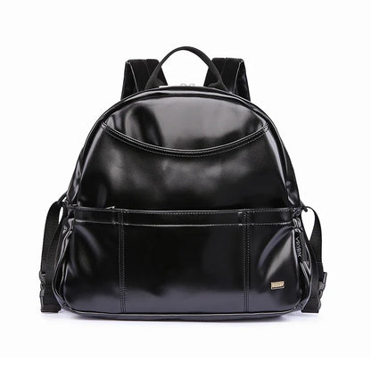PU Diaper Bag Backpack with Zippered Storage and Front Pockets, 34 x 14 x 32 cm Baby Essentials Organizer for Parents and Everyday Outings