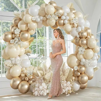 Sand White and Gold Balloon Arch Kit with Mixed-Size Balloons for DIY Wedding Garlands, Bridal Showers, Baptisms and Birthday Party Decor