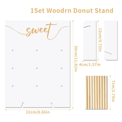 Donut Display Stand for Baby Shower Dessert Tables, Wooden Doughnut Holder for Wedding Receptions and Birthday Party Decorations