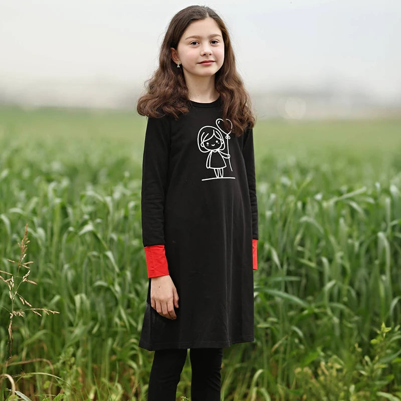 Kids Matching Pajamas with Red Cuffs and White Character Graphics, Black Sibling Outfit Styles with Two-Piece Sets, Nightgown and Footie Options