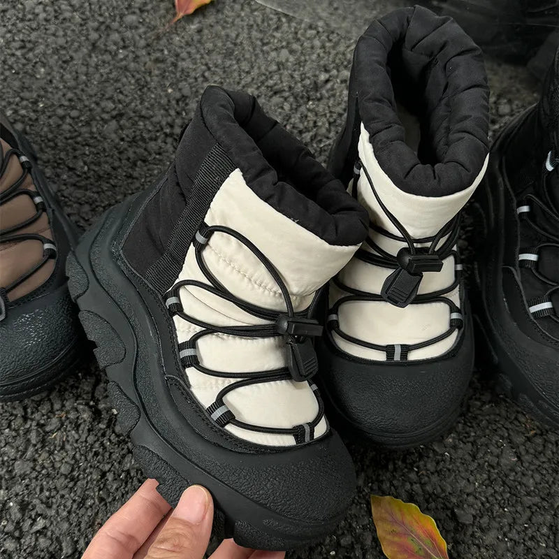 Toggle-Lace Kids Winter Boots with Padded Collars and Chunky Tread Soles, Boys and Girls Snow-Style Ankle Shoes in Four Colors, Sizes 26-37