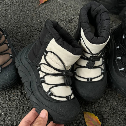 Toggle-Lace Kids Winter Boots with Padded Collars and Chunky Tread Soles, Boys and Girls Snow-Style Ankle Shoes in Four Colors, Sizes 26-37