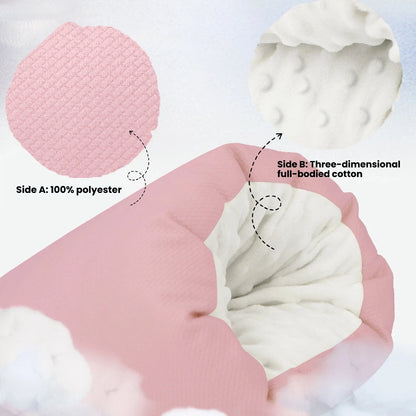 Nursing Arm Pillow for Breastfeeding, Plush Slip-On Feeding Cushion with Pink and Textured White Surfaces for Supervised Baby Feeding