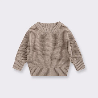 Cotton Crewneck Baby Sweater for Boys and Girls, Long Sleeve Ribbed Knit Pullover for Infants and Kids, Everyday Cool Weather Layering