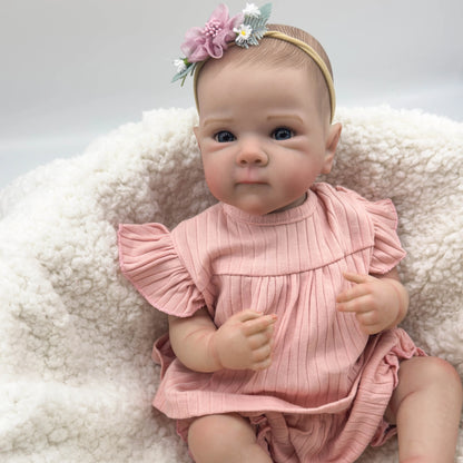 Full Body Vinyl Reborn Doll Bettie, 19-Inch Baby Girl with Poseable Head and Limbs, Open Acrylic Eyes, Painted Hair, Outfit and Pretend-Care Accessories