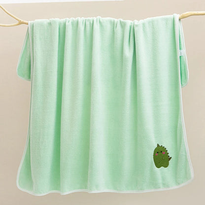 Coral Fleece Baby Bath Towel with Cute Animal Motifs, Soft Thickened Bath Wrap for Supervised Newborn Drying in Four Character Styles