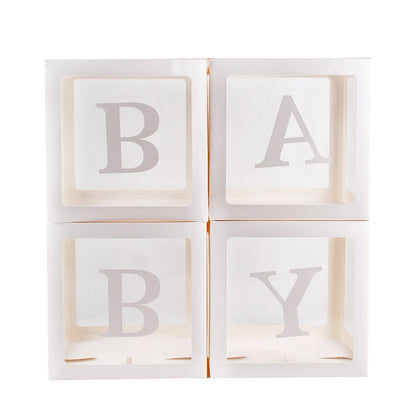 BABY Letter Balloon Boxes, 25cm Baby Shower Decorations for Boys and Girls, Gender Reveal Party Displays and First Birthday Photo Backdrops