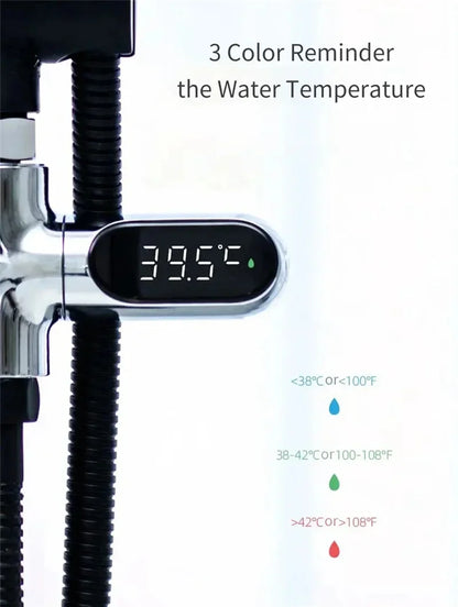 Inline Shower Water Thermometer with Large LED Temperature Display, First or Second Generation Options for Parent-Managed Bath Preparation