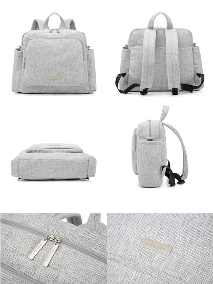 Diaper Bag Backpack with Wide Front Zip Pocket, SOBOBA Baby Essentials Organizer with Side Pockets and Top Handle, 34 x 32 x 12 cm