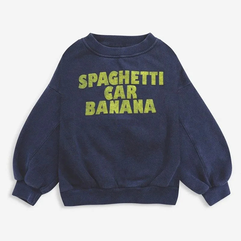Kids Crewneck Sweatshirt with Animal, Flower and Letter Graphic Options, Long Sleeve Unisex Pullover for Boys and Girls Everyday Seasonal Layering