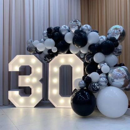 Light Up Marquee Numbers, 73 cm White KT Board Frames with Lights and Support Brackets for Birthday Backdrops and Anniversary Displays