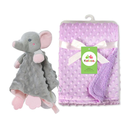 Personalized Minky Baby Blanket and Animal Lovey Options with Custom Name Embroidery, Textured Dot Keepsake for Boys and Girls and Baby Shower Gifts