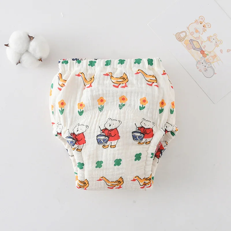 Printed Cotton Potty Training Pants, Single Reusable Learning Underwear with Pull-On Waist for Babies and Toddlers in Sizes 80–110