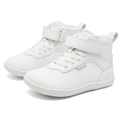 Winter Barefoot High-Top Shoes for Kids by HOBIBEAR, Wide Toe Box, Faux Fur Lining, Zero-Drop Rubber Sole and Adjustable Hook-and-Loop Strap
