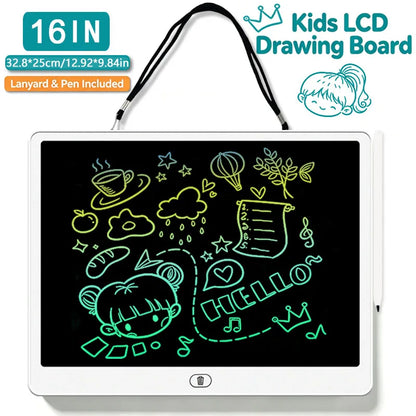 Erasable LCD Writing Board for Kids, 8, 11, 13 or 16 Inch Color Drawing Tablet with Stylus for Doodles, Handwriting and Number Practice