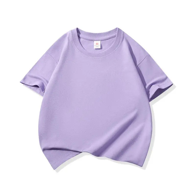 Kids Solid Color Cotton T-Shirt, 180gsm Short Sleeve Crewneck Basic Tee for Boys and Girls in 18 Colors for Summer and Everyday Casual Outfits