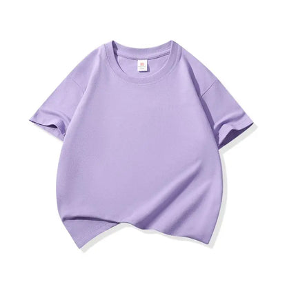 Kids Solid Color Cotton T-Shirt, 180gsm Short Sleeve Crewneck Basic Tee for Boys and Girls in 18 Colors for Summer and Everyday Casual Outfits