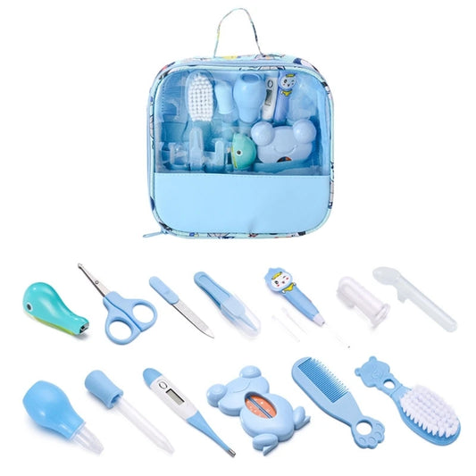 Newborn Grooming Essentials Kit with Zippered Storage Case, Baby Hair and Nail Care Tools in Blue or Pink, 8, 10 or 13-Piece Options
