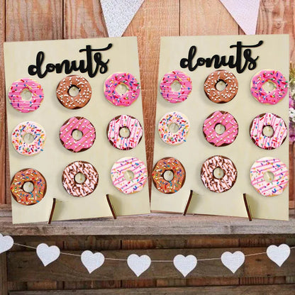 Donut Display Stand for Baby Shower Dessert Tables, Wooden Doughnut Holder for Wedding Receptions and Birthday Party Decorations