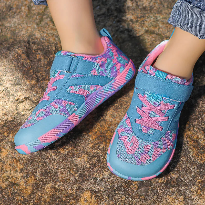 Children’s Minimalist Barefoot Sneakers with Wide Fit, Zero-Drop Design, Mesh Panels and Adjustable Strap for Boys and Girls Everyday Wear