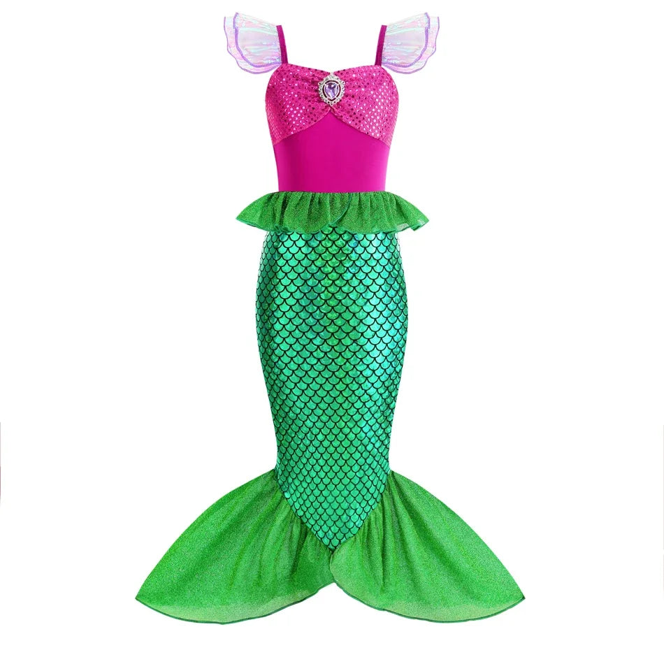 Princess Dress-Up Costumes for Girls with Mermaid and Fairy-Tale Style Options, Cotton-Blend Outfits for Birthdays, Halloween and Pretend Play
