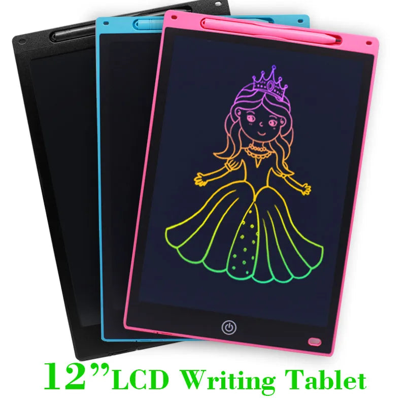 12-Inch LCD Handwriting Pad for Kids, Color Drawing Tablet and Portable Writing Board for Creative Doodles, Letter Practice and Learning Activities
