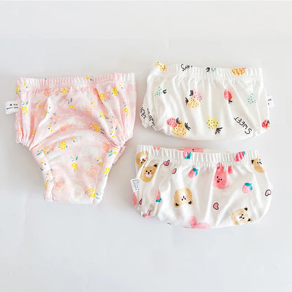 Toddler Potty Training Pants 3-Pack, 6-Layer Washable Cotton Learning Underwear with Elastic Waist and TPU Layer in 8–18 kg Size Options