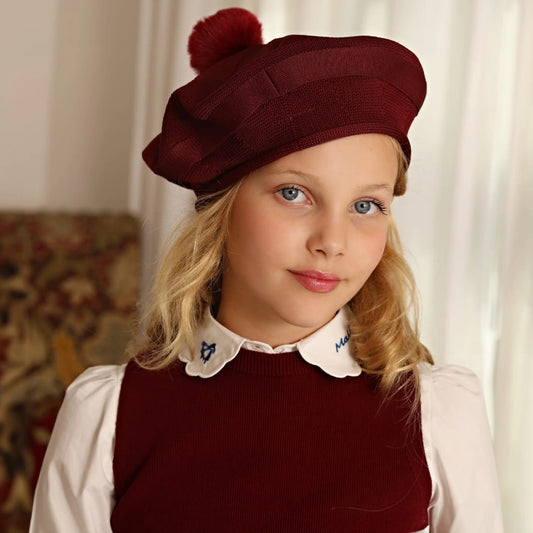Burgundy Kids Coordinating Outfits with Girls Knit Vest, Skirt and Strap Dress Options, Boys Shirts and Baby Sweaters for Holiday Family Photos