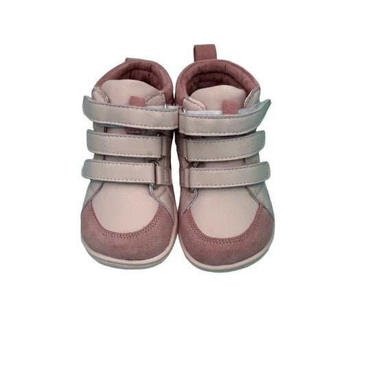 Kids Barefoot Leather Ankle Boots by TipsieToes with Triple Hook-and-Loop Straps, Padded Collars and Heel Pull Tabs for Spring and Fall