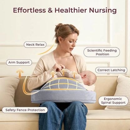 Memory Foam Nursing Pillow with Adjustable Waist Strap and Removable Cover, 22.6 x 14.5 Inch Support Cushion for Supervised Baby Feeding