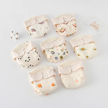 Baby Wrap Cloth Diaper with Adjustable Waist Tabs, Reusable Cotton Nappy in Animal and Rainbow Prints, Single-Piece Infant Changing Essential