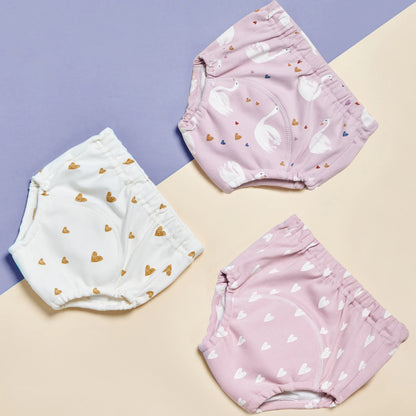6-Layer Cotton Training Pants, 3-Pack Reusable Toddler Potty Underwear with Elastic Waist and Printed Designs in 90 cm and 100 cm Size Options