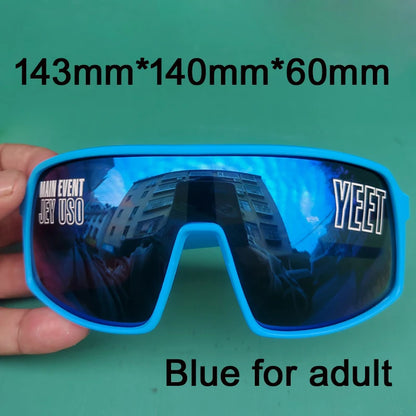 YEET Graphic Sunglasses with Jey Uso Main Event Lettering, Colorful Shield-Style Fan Shades in Children's and Adult Options for Party Outfits