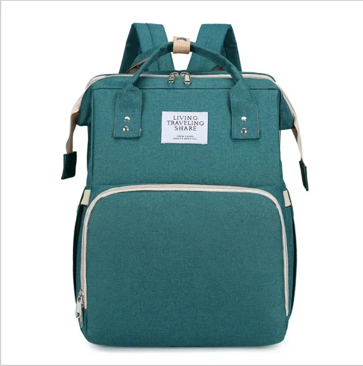 Diaper Bag Backpack with Fold-Out Changing Station, Large Capacity Baby Essentials Organizer with Bottle Pockets and Changing Mat for Parents