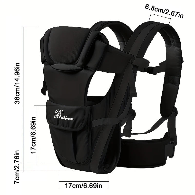 4-in-1 Baby Carrier with Adjustable Shoulder Straps and Buckle Fastenings, Structured Babywearing Carrier in Four Colors for Family Outings