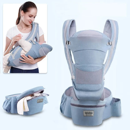 Hip Seat Baby Carrier with Padded Shoulder Straps, Wide Waist Belt and Zippered Storage Pocket, Babywearing Gear in Solid and Floral Color Options