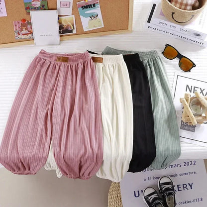 Kids Pleated Harem Pants for Boys and Girls, Loose Summer Trousers with Elastic Waist and Cuffed Ankles, Casual Everyday Play Outfits