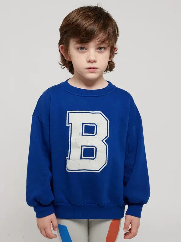 Kids Crewneck Sweatshirt with Animal, Flower and Letter Graphic Options, Long Sleeve Unisex Pullover for Boys and Girls Everyday Seasonal Layering