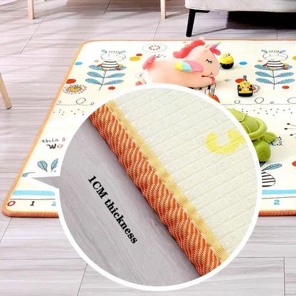 Double-Sided Baby Floor Mat with Animal and Scene Prints, Foldable Foam Crawling Rug in Five Size and Thickness Options for Supervised Play