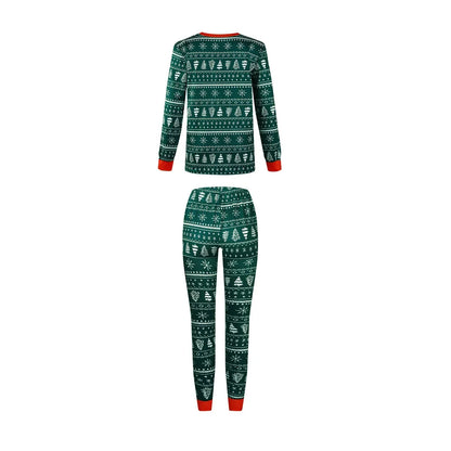 Matching Christmas Pajamas for Family, Festive Allover Print Mom Dad Kids Two-Piece Outfits and Baby Romper for Holiday Photos